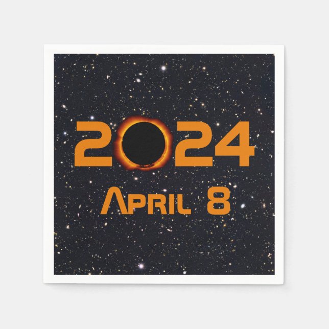 Servilleta De Papel Eclipse solar total 2024 Fecha Starry Sky (Anverso)
