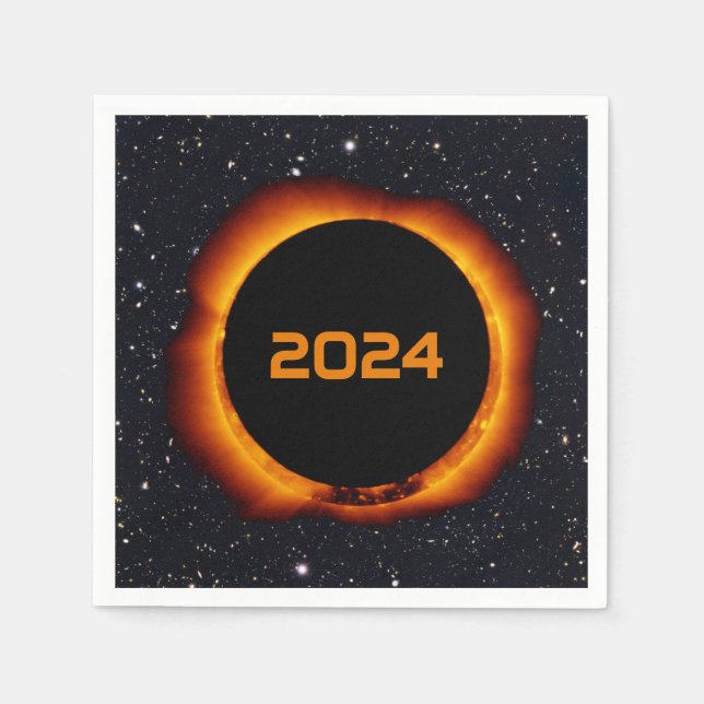 Servilleta De Papel Eclipse solar total 2024 Fecha Starry Sky (Anverso)