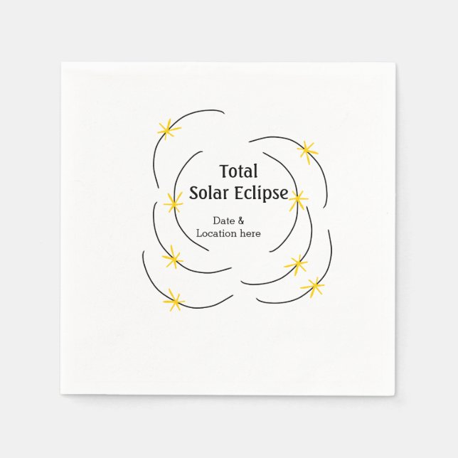 Servilleta De Papel eclipse solar total añadir fecha ubicación mitad s (Anverso)
