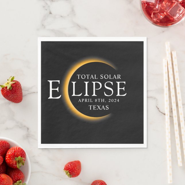 Servilleta De Papel Eclipse solar total de 2024 Texas Black & Gold mod (In situ)