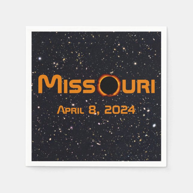 Servilleta De Papel Eclipse solar total de Missouri 2024 (Anverso)