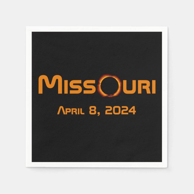 Servilleta De Papel Eclipse solar total de Missouri 2024 (Anverso)