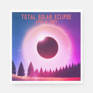 Servilleta De Papel Eclipse solar total retro 8 de abril de 2024