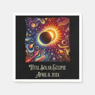 Servilleta De Papel Eclipse total 2024 Retro Groovy 60's 70's Vibe