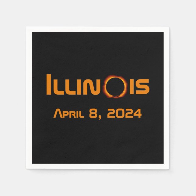 Servilleta De Papel Eclipse total solar de Illinois 2024 (Anverso)