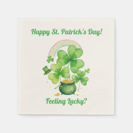 Servilleta De Papel Ecru Watercolor Pot  Gold St. Patrick's Day Napkin