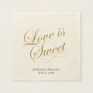 Servilleta De Papel Ecru y Gold Love es Sweet