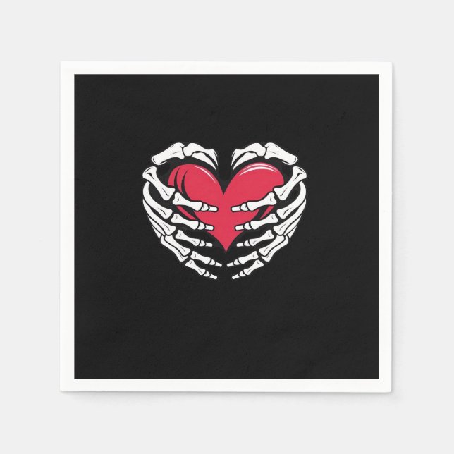 Servilleta De Papel Ed Heart In Skeletal Hands Classic (Anverso)