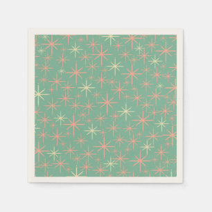 Servilleta De Papel Edad atómica Twinkling Estrellas retro Verde azula
