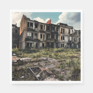 Servilleta De Papel Edificios Abandonados Destrucción Post Apocalips