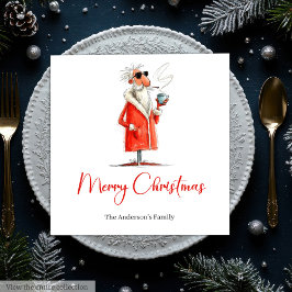 Servilleta De Papel Editable Santa Claus Funny Christmas Dinner Napkin