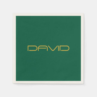 Servilleta De Papel Editable Stylish Text | Gold & Hunter Green