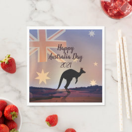 Servilleta De Papel Editar Bandera de Texto Canguro Día de Australia L