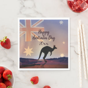 Servilleta De Papel Editar Bandera de Texto Kangaroo Día de Australia