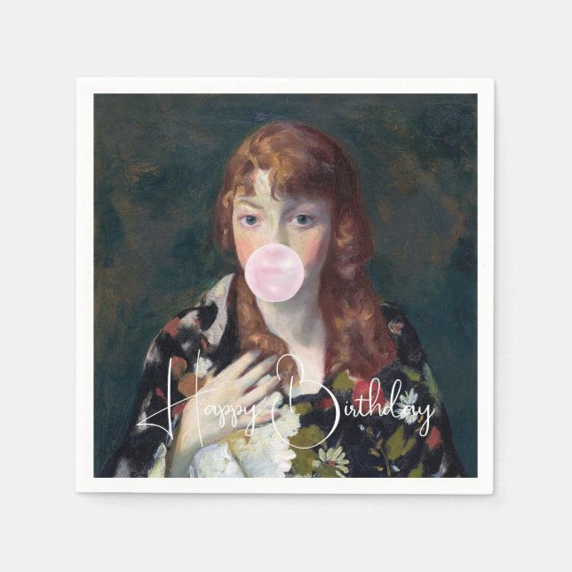 Servilleta De Papel Edna sopla un chicle Feliz cumpleaños (Anverso)