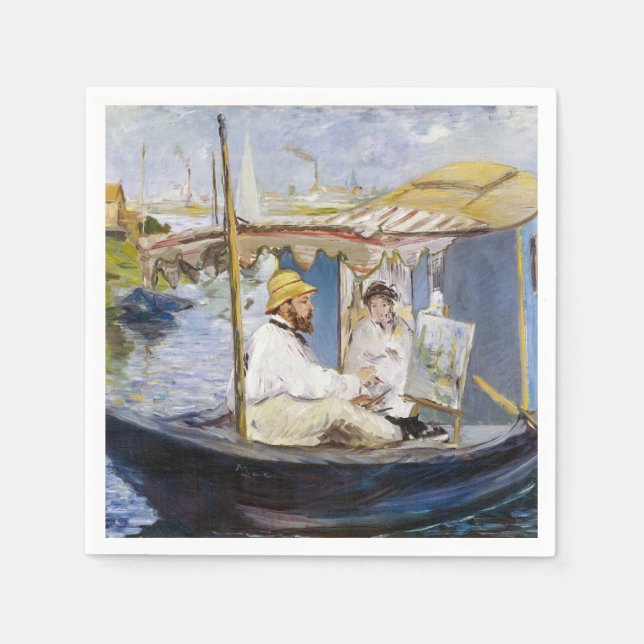 Servilleta De Papel Edouard Manet - Monet en su Studio Boat (Anverso)
