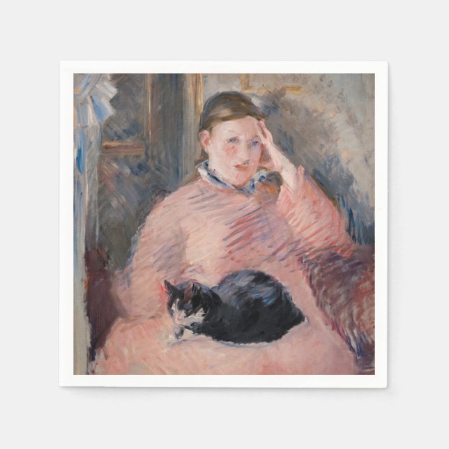 Servilleta De Papel Edouard Manet - Mujer con un gato (Anverso)