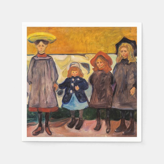 Servilleta De Papel Edvard Munch - Cuatro Chicas en Asgardstrand (Anverso)