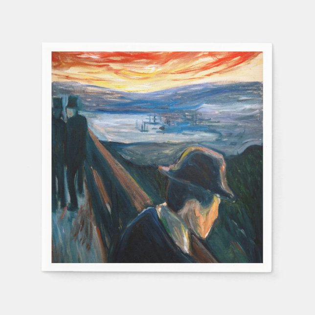 Servilleta De Papel Edvard Munch - Sick Mood at Sunset, desesperación  (Anverso)