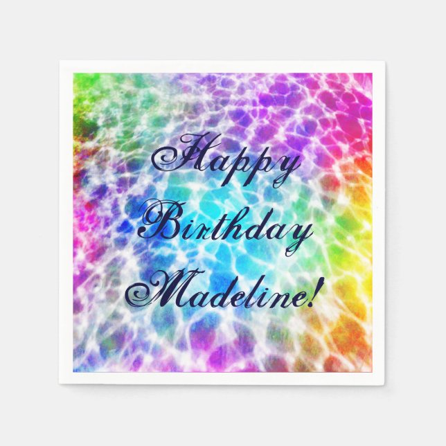 Servilleta De Papel Efecto arcoiris ondulado tiedye hippie (Anverso)