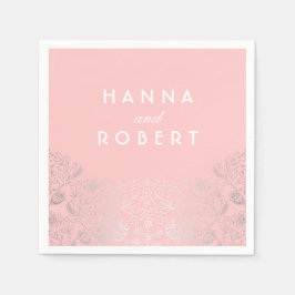 Servilleta De Papel Efecto del Relieve metalizado plateado Boda rosado