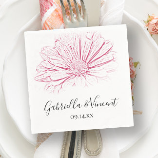 Servilleta De Papel Efecto margarita rosado Boda floral