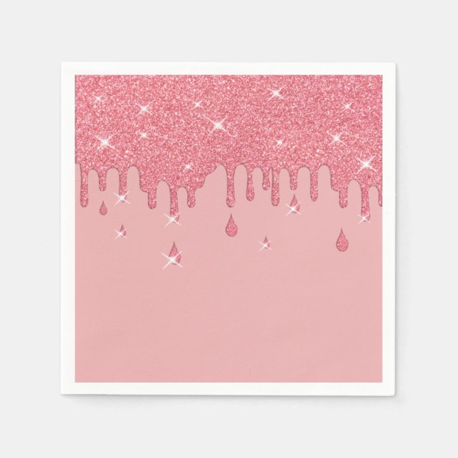 Servilleta De Papel Efecto Purpurina rosado y paracaídas (Anverso)