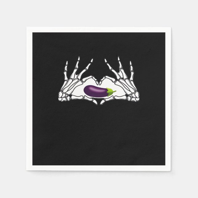 Servilleta De Papel Eggplant Classic - Skeleton Hands Heart (Anverso)