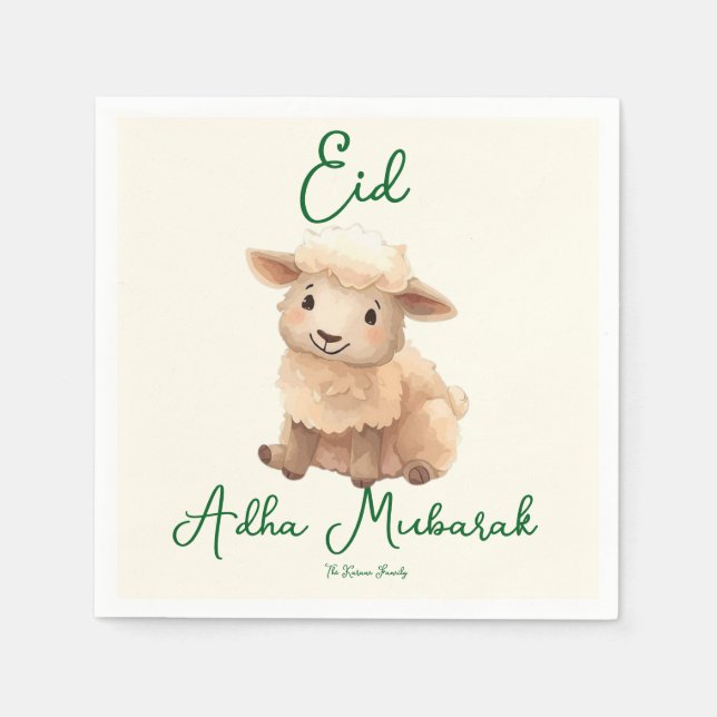 Servilleta De Papel Eid  Al Adha Beige Cute  Sheep  Dinner  (Anverso)