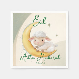 Servilleta De Papel Eid  Al Adha Dusty Green Cute  Sheep  Dinner 