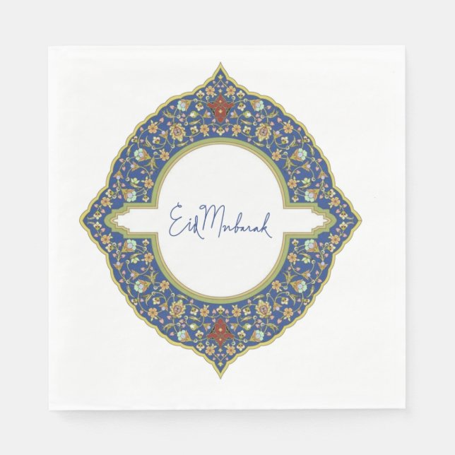 Servilleta De Papel Eid Mubarak Blue (Anverso)