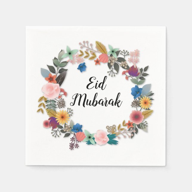 SERVILLETA DE PAPEL EID MUBARAK FLORAL WREATH NAPKINS (Anverso)