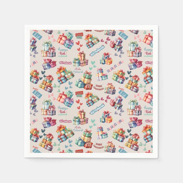 Servilleta De Papel Eid Mubarak Napkins – Colourful Gift Boxes (Anverso)