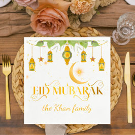 Servilleta De Papel Eid Mubarak Personalizado Linternas blancas de oro