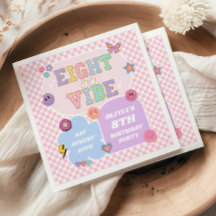 Eight Is A Vibe Preppy Parche de Cumpleaños 8
