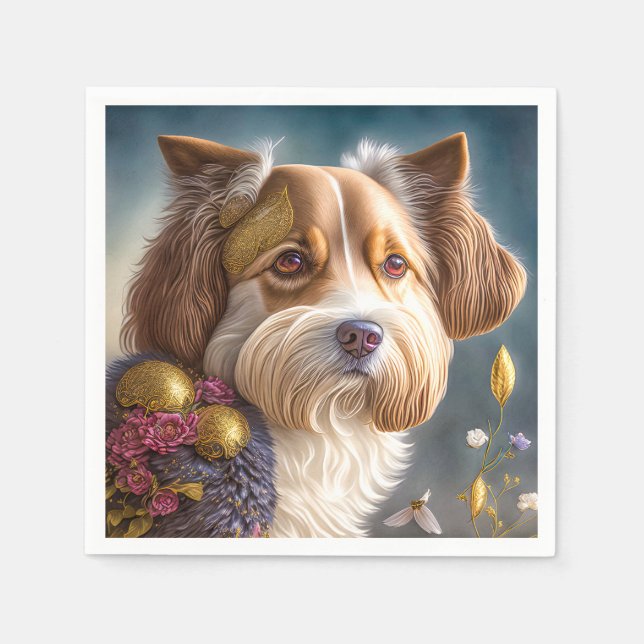 Servilleta De Papel Ein süßer Hund mit Goldschmuck (Anverso)