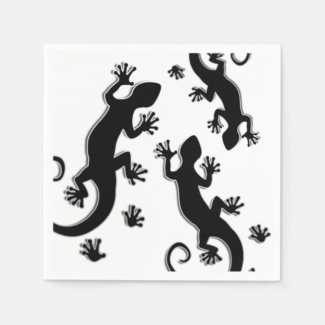 Servilleta De Papel Ejecutando Gecko negro + tu fondo e Idea (Anverso)