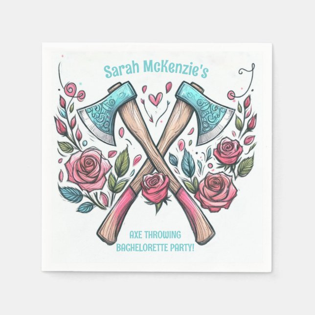 Servilleta De Papel Ejes y Rosas - Fiesta de la Bachelorette de Ax (Anverso)