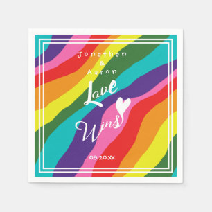 Servilleta De Papel El amor al arcoiris Boda personalizado gana