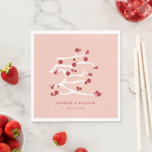 Servilleta De Papel El amor chino rojo flores de cerezo en floración d