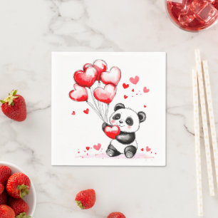 Servilleta De Papel El amor en globo en Panda en el aire