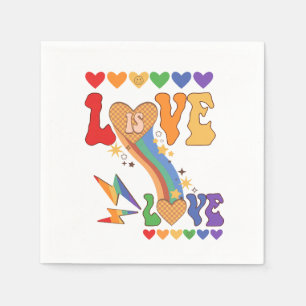 Servilleta De Papel El amor es amor - Corazones arcoiris Diseño del Or
