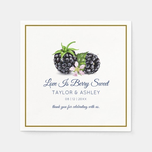 Servilleta De Papel El amor es dulce Blackberry Fruit | BODA (Anverso)