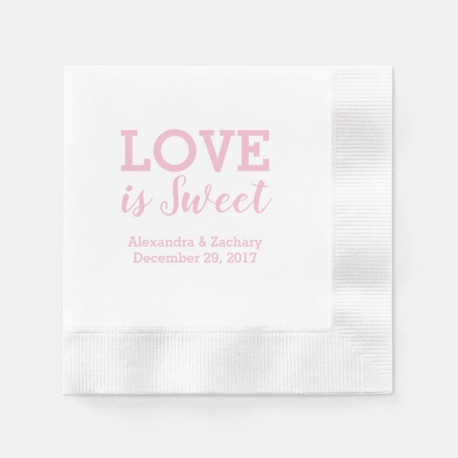 Servilleta De Papel El amor es dulce Boda rosado compromiso duchador F (Anverso)