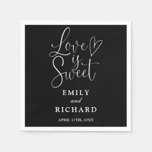 Servilleta De Papel El Amor Es Dulce Elegante Boda Blanco Y Negro