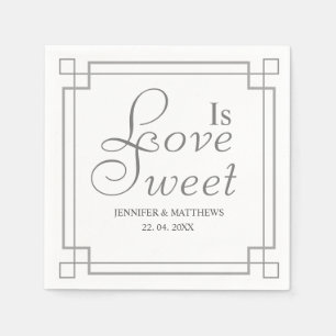 Servilleta De Papel El amor es gris dulce con Boda de marco vintage