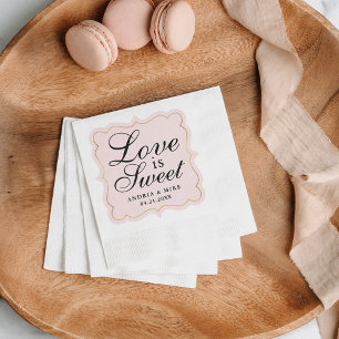 Servilleta De Papel El amor es monograma rosado dulce del   Rubor