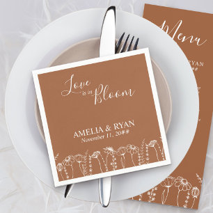 Servilleta De Papel El amor está en flor Naranja Bosquejo de boda de f
