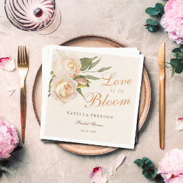 Servilleta De Papel El amor está en flor Rosas blancas Torta de shower