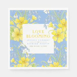 Servilleta De Papel El amor está floreciendo flores primaverales boda 